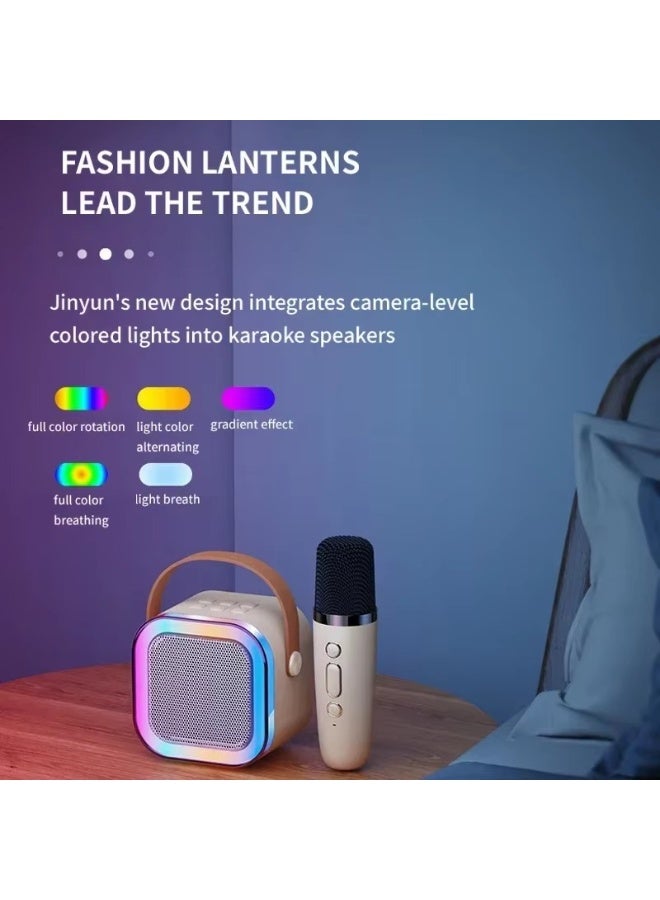 مكبر صوت كاريوكي، جهاز كاريوكي بلوتوث محمول مع ميكروفونين لاسلكيين وإضاءة حفلات للأطفال والكبار، هدية عيد ميلاد للبنات والأولاد والعائلة والحفلات المنزلية-أزرق - Image 4